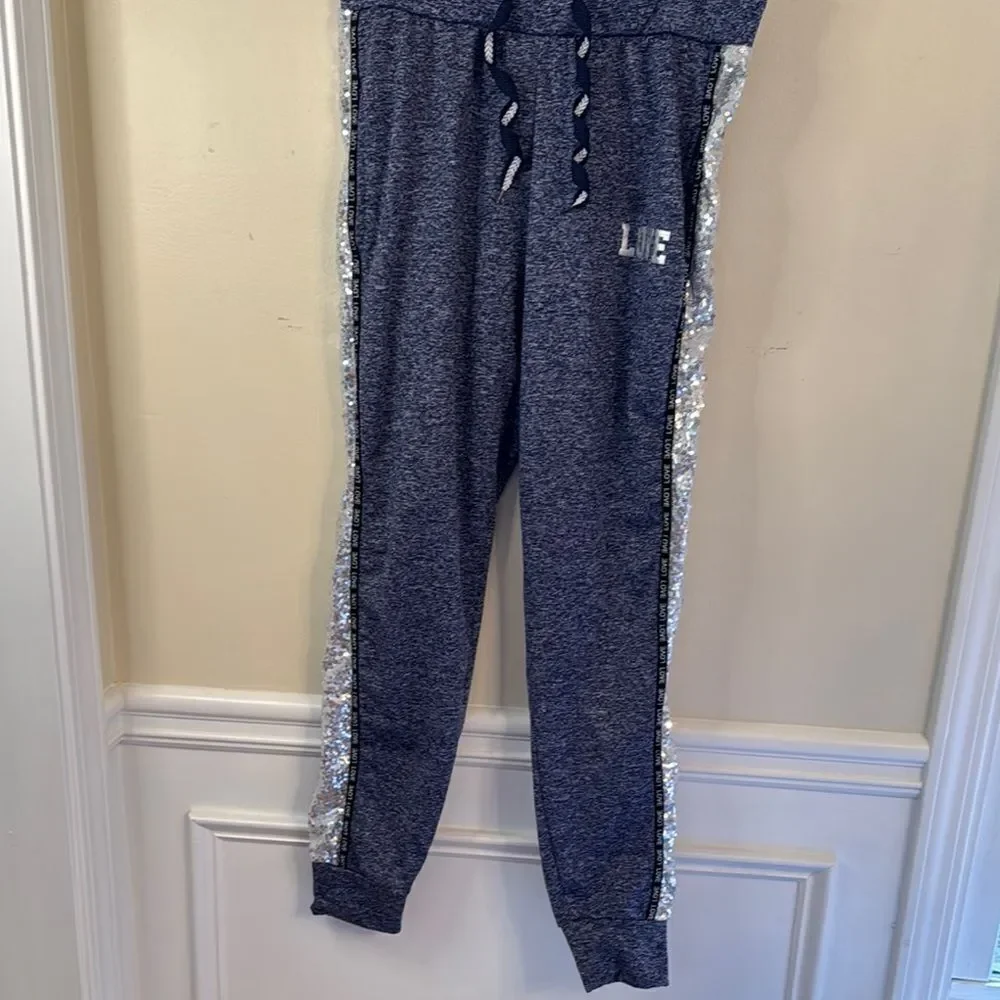 AQ-Sport Sequinned Blue Hoodie and Jogger Set